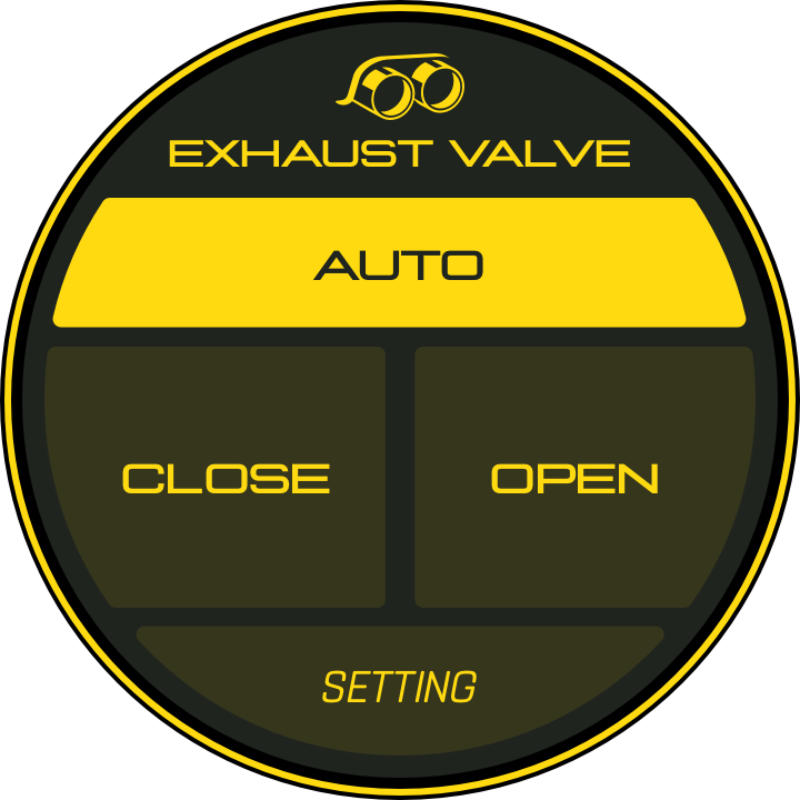 排气阀门功能界面,包含 AUTO、CLOSE、OPEN 和设置入口
